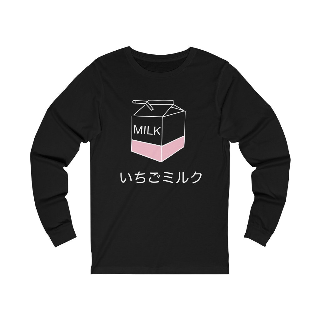 Image of Japanese Strawberry Milk - Unisex Long Sleeve Tee Japanese Tshirt, Anime Hoodie, Manga Shirt, Aesthetic