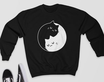 Yin Yang Cat SWEATSHIRT jumper kitten passion growth power love birthday gift Yin Yang Cat SWEATSHIRT jumper kitten passion growth power love birthday gift