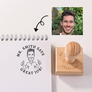 Timbro personalizzato per insegnanti, timbro con il volto dell'insegnante, timbro Bitmoji personalizzato, regalo per insegnanti, timbro di apprezzamento per gli insegnanti, regalo per il ritorno a scuola