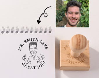 Personalisierter Lehrerstempel, Lehrer Gesicht Stempel, Personalisierter Bitmoji Stempel, Lehrer Geschenk, Lehrer Dankesstempel, Zurück zur Schule Geschenk