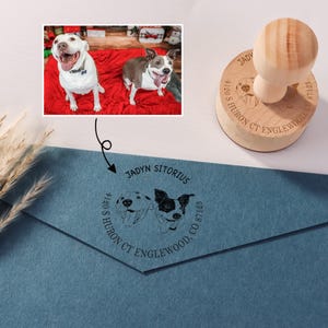 Timbro di ritorno personalizzato, timbro per animali domestici, timbro per indirizzo con volto di animale domestico, timbro per cane, timbro in gomma per indirizzo, timbro per matrimonio