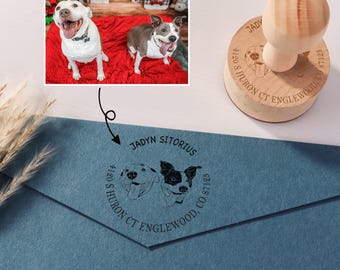 Custom Return Address Stamp, Pet Stamp, Pet Face Address Stamp, Dog Stamp, Address Rubber Stamp, Wedding Stamp