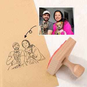 Timbro personalizzato per la famiglia, timbro per coppia, timbro per il viso, timbro per ritratto, timbro per animali domestici, timbro per matrimonio, regalo di nozze, ritratto disegnato a mano