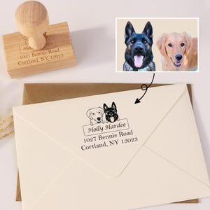 Timbro personalizzato con volto di animale domestico, timbro personalizzato con indirizzo di ritorno, timbro con ritratto di animale domestico, timbro con indirizzo personalizzato, regalo di inaugurazione della casa