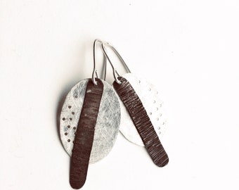 Silver earrings statement, oval earrings silver, oxidized silver earrings unique