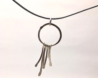 large dream catcher silver, pendant, silver, boho