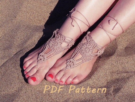 Crochet Barefoot Sandals Only Chart Graphic Scheme Pattern Etsy