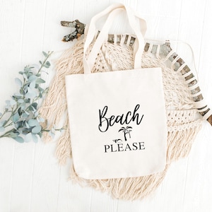 Beach Please Canvas Tote Bag: Personalized Summer Accessory