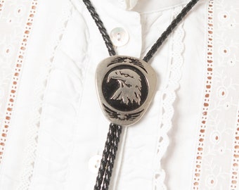 Vintage Bolo Tie Women Men Unisex Silver Eagle Pendant Wester Cowboy Cowgirl Tie Gift