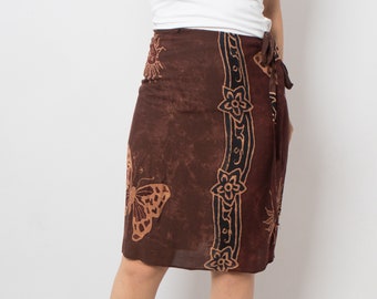 Vintage Elephant Sun Butterfly Skirt Wrap Mini Skirt Rayon Skirt XXL Size Gift for Girlfriend W 39