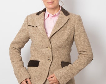 CAPALBIO Brown Wool Blazer Elbow Patches Equestrian Jacket Horseback Riding Jacket Medium Size