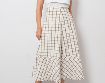 Weekend Max Mara Long Plaid Skirt Plaid Pleated Skirt Small Size W 24