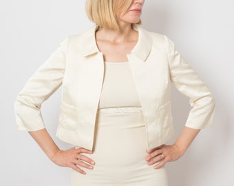 Boléro court ivoire romantique blazer court blazer d'été femme cadeau de taille moyenne pour petite amie femme