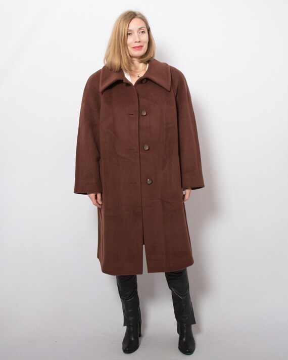 Vintage Rich Brown Wool Coat Raglan Sleeve Coat M… - image 7