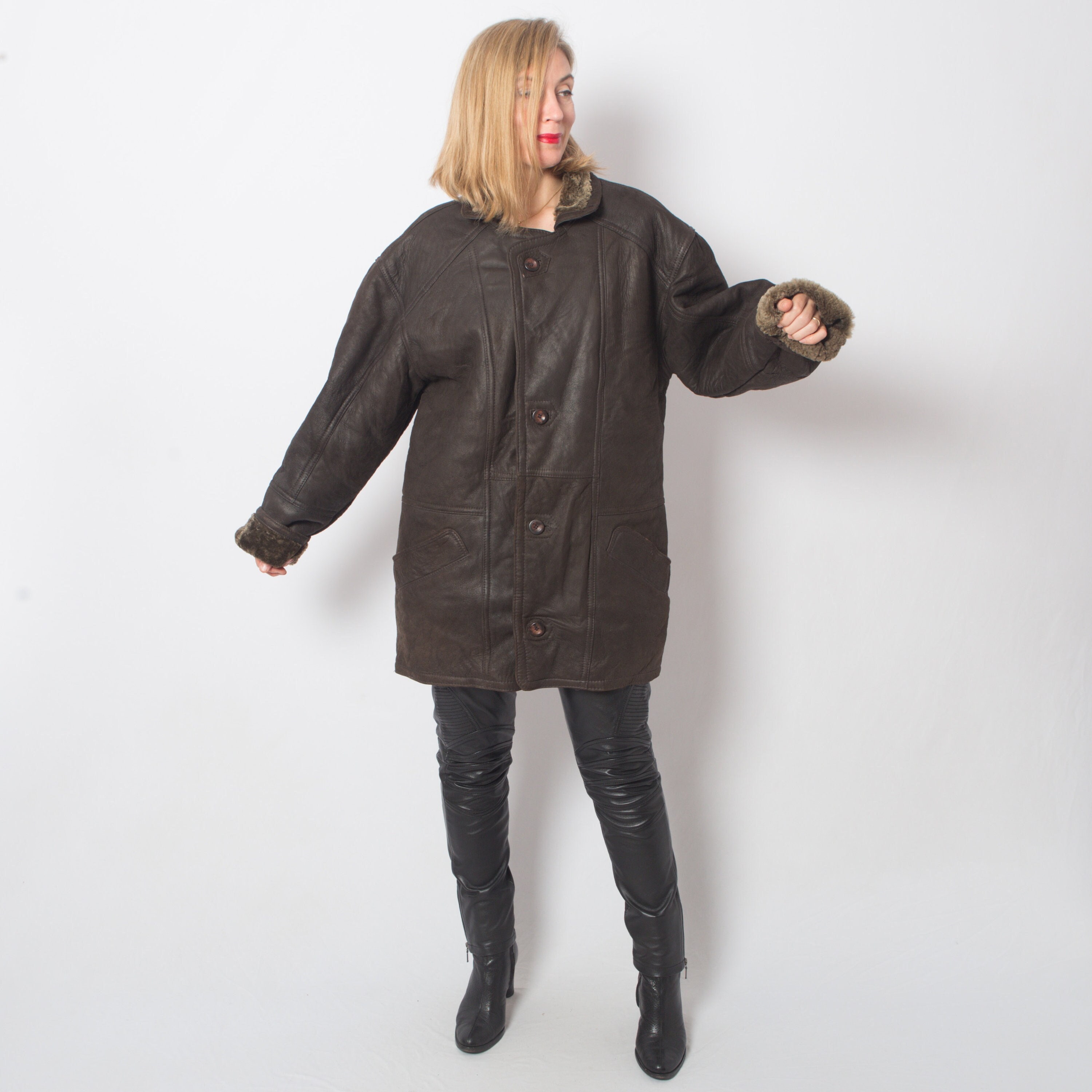 Plus size shop sheepskin coats