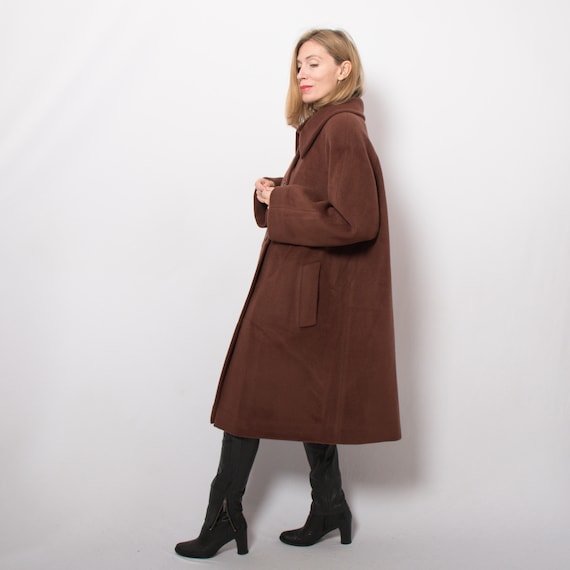 Vintage Rich Brown Wool Coat Raglan Sleeve Coat M… - image 1