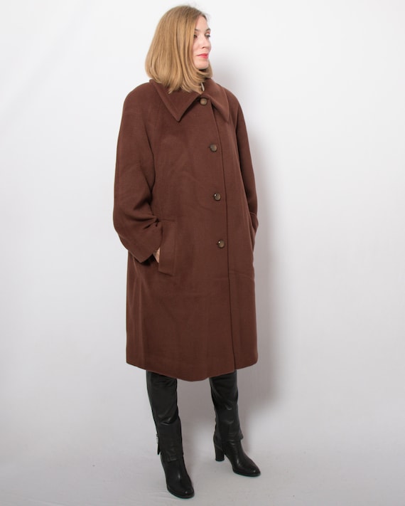 Vintage Rich Brown Wool Coat Raglan Sleeve Coat M… - image 6