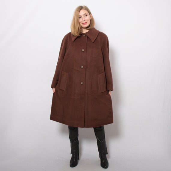 Vintage Rich Brown Wool Coat Raglan Sleeve Coat M… - image 2