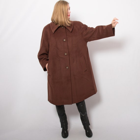 Vintage Rich Brown Wool Coat Raglan Sleeve Coat M… - image 3