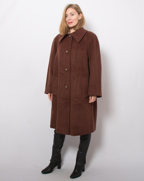 Vintage Rich Brown Wool Coat Raglan Sleeve Coat M… - image 4