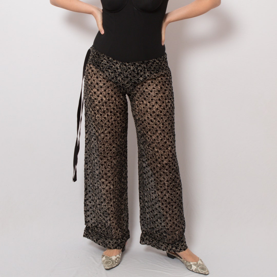 Black See Through Pants Lounge Pants Sheer Mesh Pants Will Fit Etsy