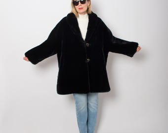 1960's Black Faux Fur Coat | Borgazia | Fairmoor | Small-med 1960's Black Faux Fur Coat | Borgazia | Fairmoor | Small-med