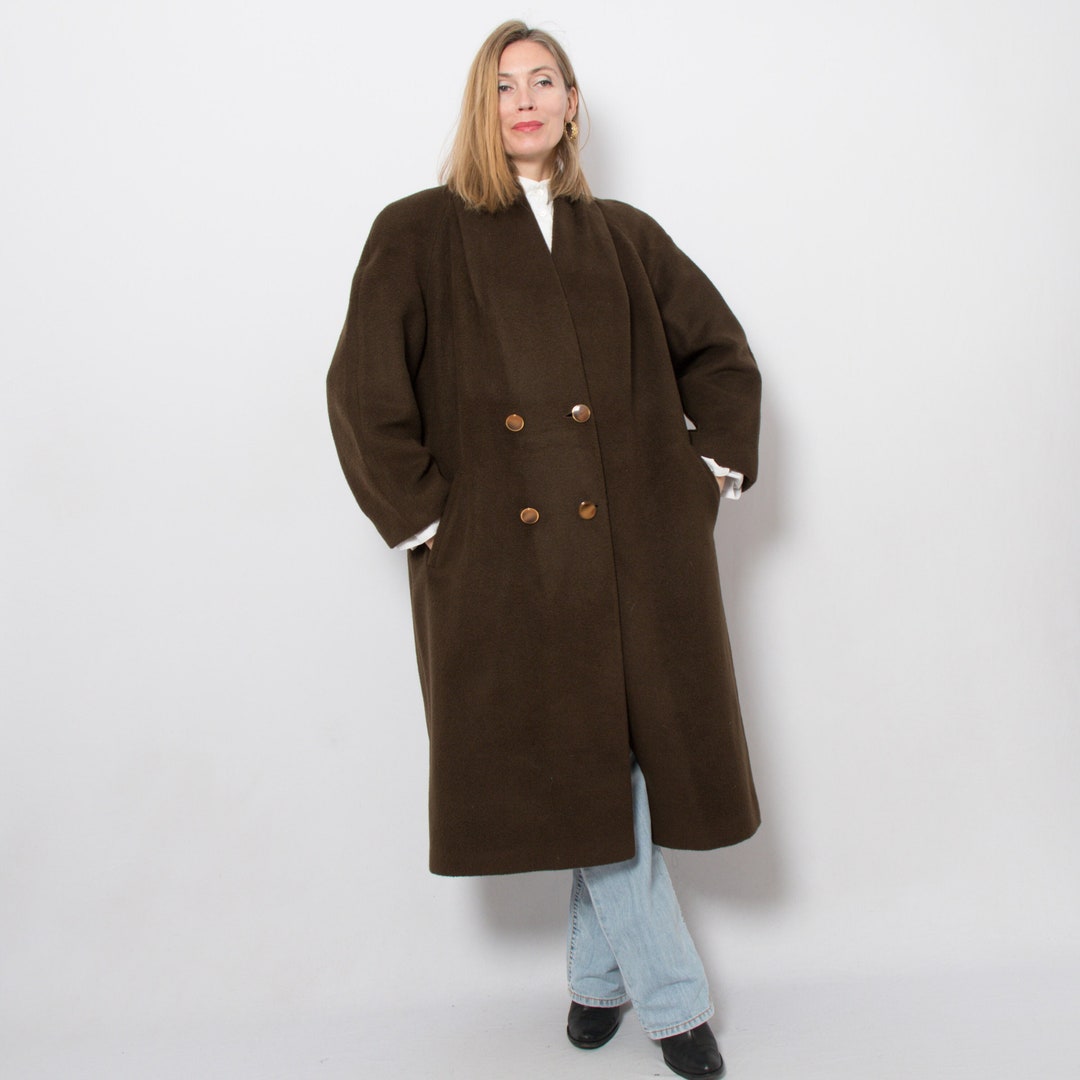 Vintage Mohair Coat Oversized Brown Wool Coat Double Breasted Etsy