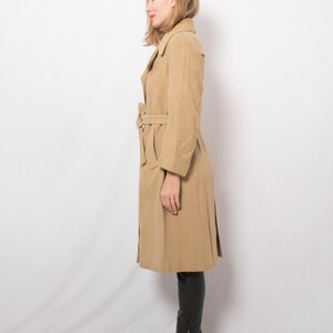 70s Tan Double Breasted Trench Coat Wool Trench Coat Medium Size by EMMANUELLE image 5