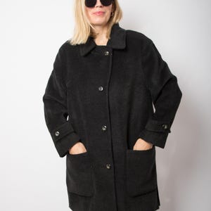 Luxury Del MOD Vintage Black Wool Mohair Coat Large Size Gift for Girlfriend Wife