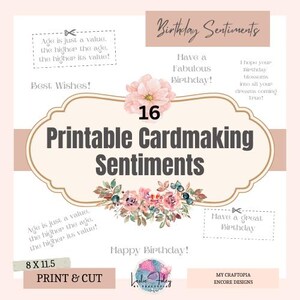 Sentiments numériques imprimables de fabrication de cartes d'anniversaire, voeux, dictons, citations, cartes à faire soi-même, prêts à imprimer, créations en papier, fabrication de cartes,