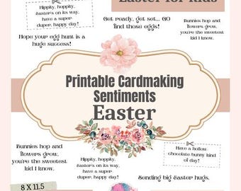 Sentiments voor het maken van paaskaarten, kindercitaten (digitale download)