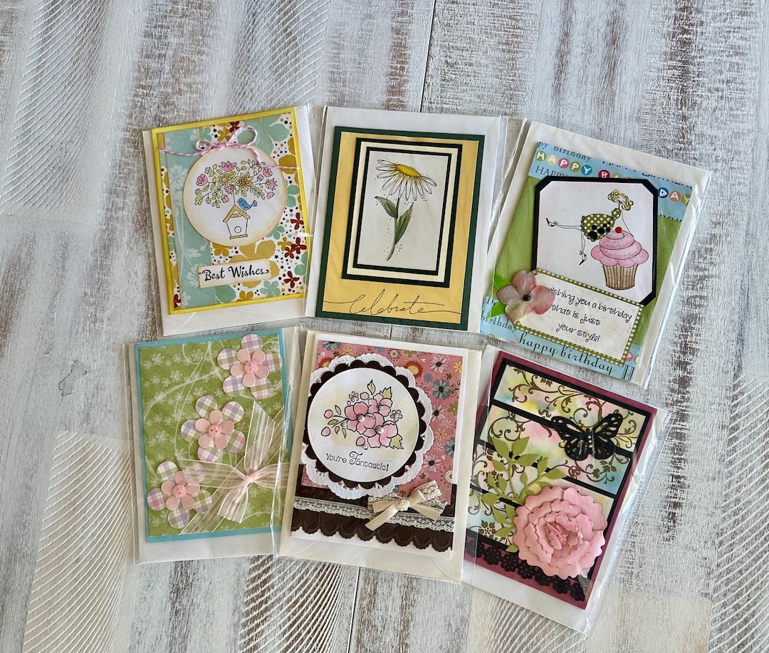 Handmade Greeting Cards Set of 6 - Assorted - Etsy