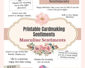 Mannelijke sentimenten voor het maken van kaarten, verjaardagscitaten (afdrukbare digitale download)