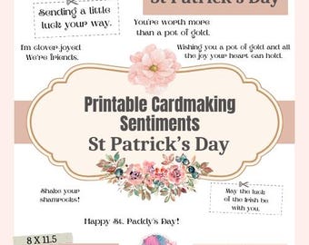 Afdrukbare sentimenten voor St. Patrick's Day-kaarten maken (digitale download)