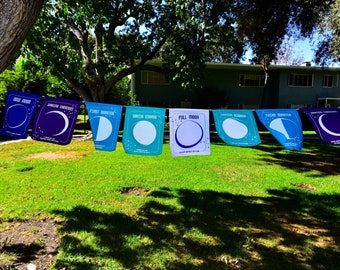 Mond Gebetsfahne für die Wand, Mondphase Flaggen für die Wand, Mondphase Wandbehang, Mondphase Wanddekoration, Mondphase Wandkunst, Mond Affirmationen