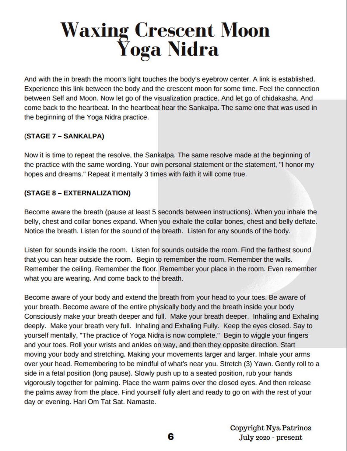 Waxing Crescent Moon Yoga Nidra Digital Script Etsy