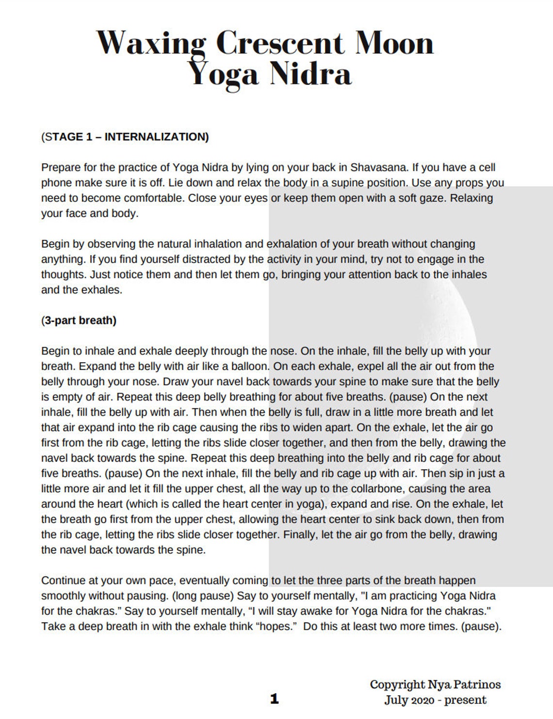 Waxing Crescent Moon Yoga Nidra Digital Script Etsy