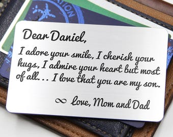 Personalized Wallet Card Insert ~ I adore your smile - Son, Graduation, Gift for Son, Christmas, Deployment, Accessories