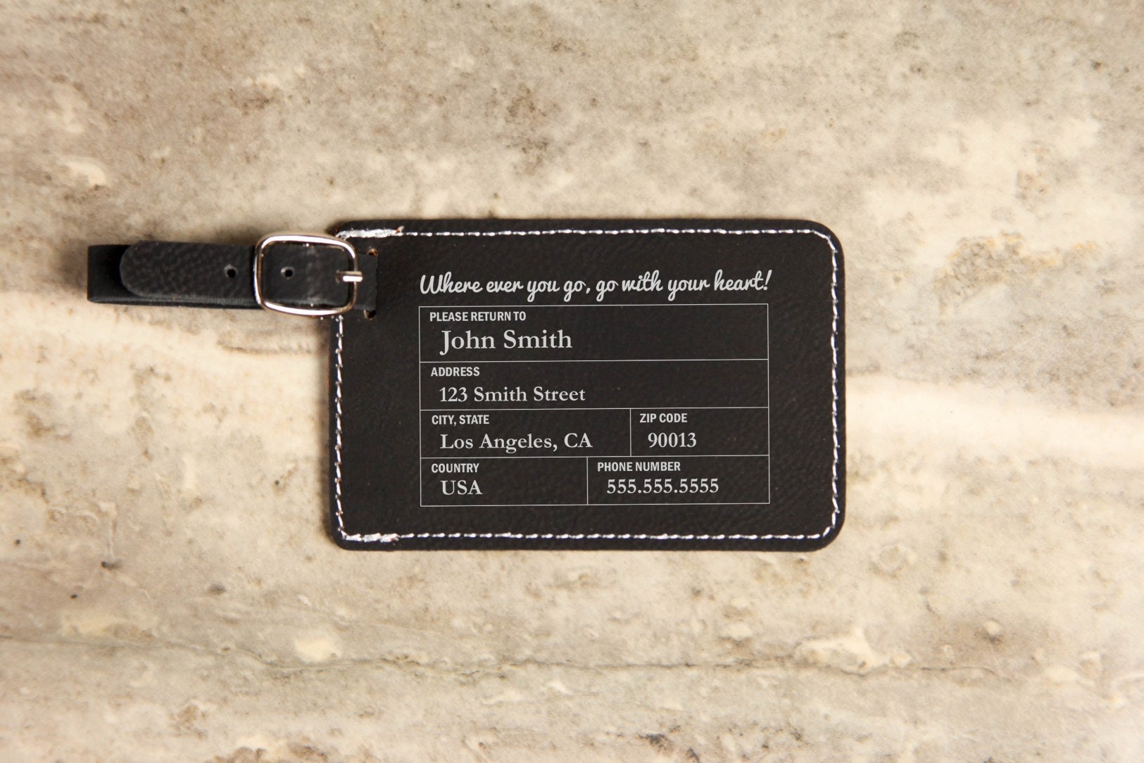 away monogrammed luggage tag