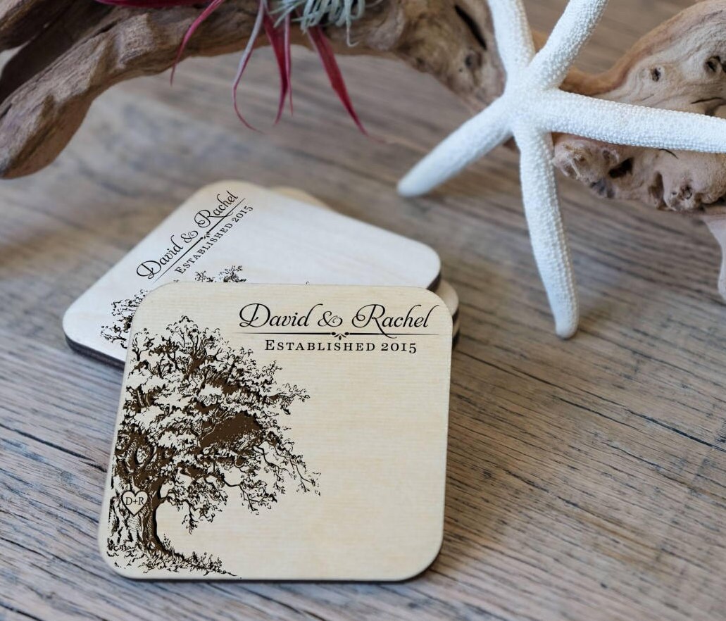 Personalized Coasters Willow Tree Housewarming Gift Etsy