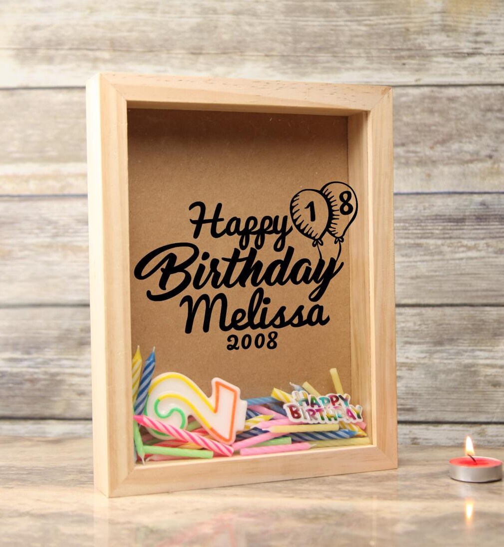 Personalized Shadow Box Birthday Balloons Name Keepsake Box Etsy