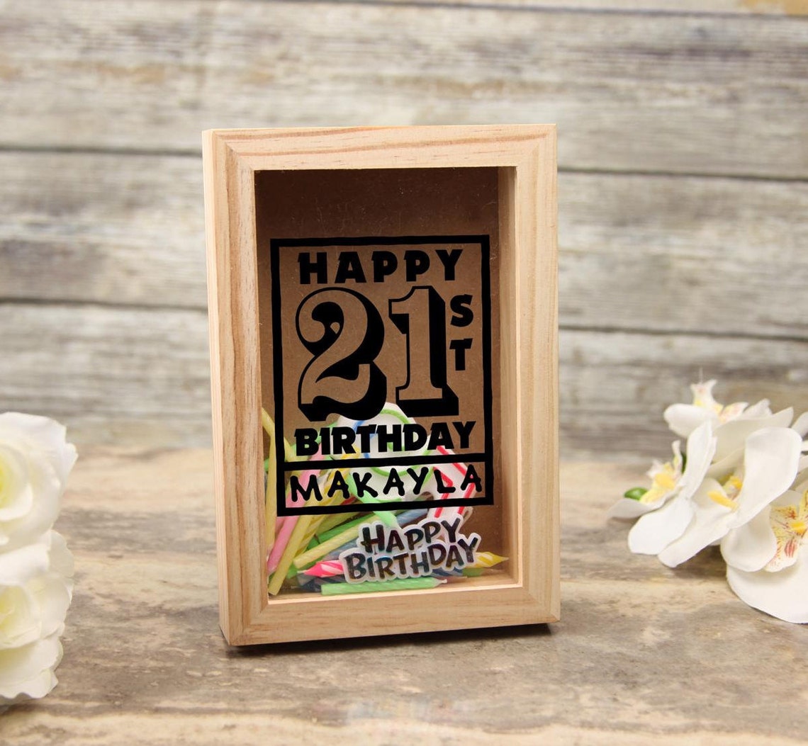 Personalized Shadow Box Birthday Stamp Birthday Box Etsy