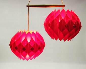Butterfly" red plastic Danish double pendant lamp