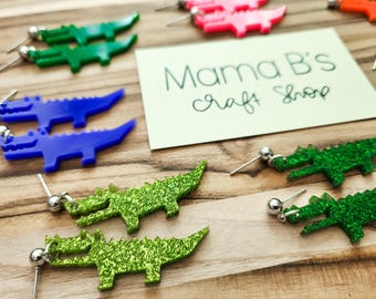 Alligator Earrings| Gator Earring| Acrylic Earrings | Cute Alligator Dangle Earrings
