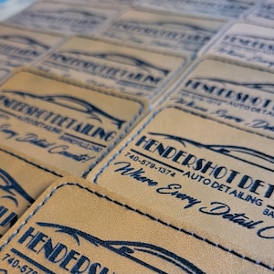 Engraved Leatherette Patch| Custom Leatherette Patch| Custom Patches with Heat Applied Adhesive Backing Bild 4