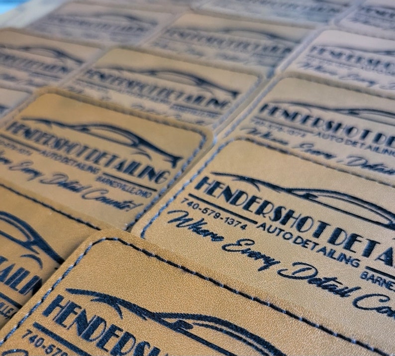 Engraved Leatherette Patch| Custom Leatherette Patch| Custom Patches with Heat Applied Adhesive Backing Bild 4