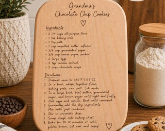 Engraved Recipe Cutting Board | Handwritten Recipe Cutting Board | Personalized Engraved Keepsake Gift | Memorial Recipe Board