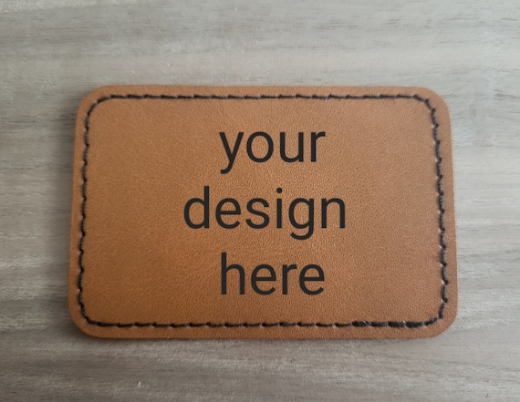 Engraved Leatherette Patch| Custom Leatherette Patch| Custom Patches with Heat Applied Adhesive Backing