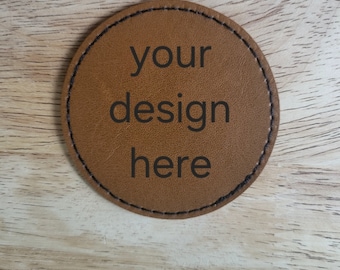 Engraved Leatherette Patch| Custom Leatherette Patch| Custom Patches with Heat Applied Adhesive Backing