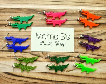 Alligator Earrings| Gator Earring| Acrylic Earrings | Cute Alligator Dangle Earrings